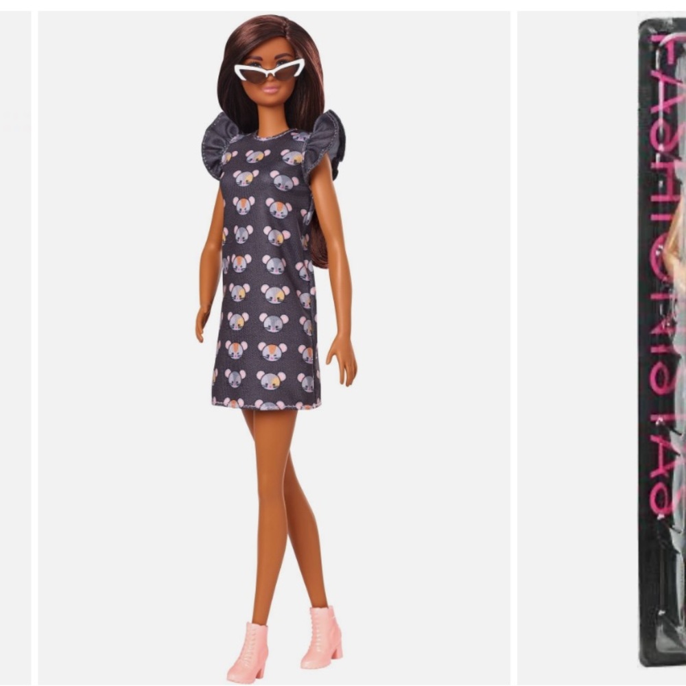 NIB Barbie Fashionistas #140 Mouse print dress
